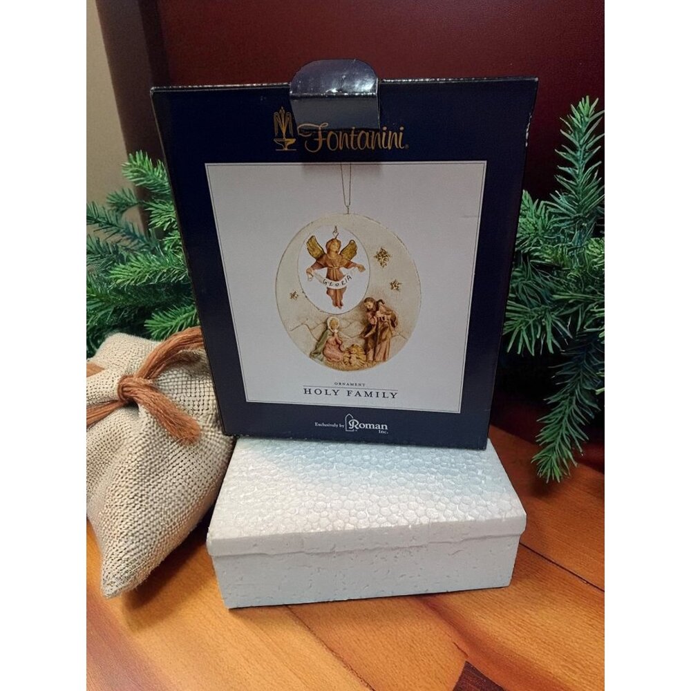 Fontanini Holy Family with Gloria Angel Christmas Ornament by Roman New Sealed